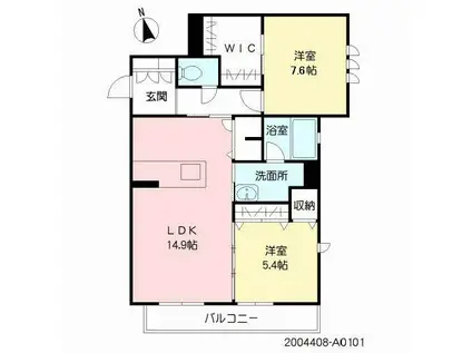 シャーメゾン江津湖(2LDK/1階)の間取り写真