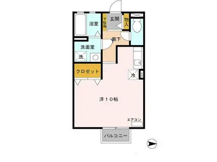 ガーデン・シャトレI 単身棟(ワンルーム/2階)の間取り写真