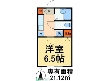 サントリーニI(1K/1階)の間取り写真