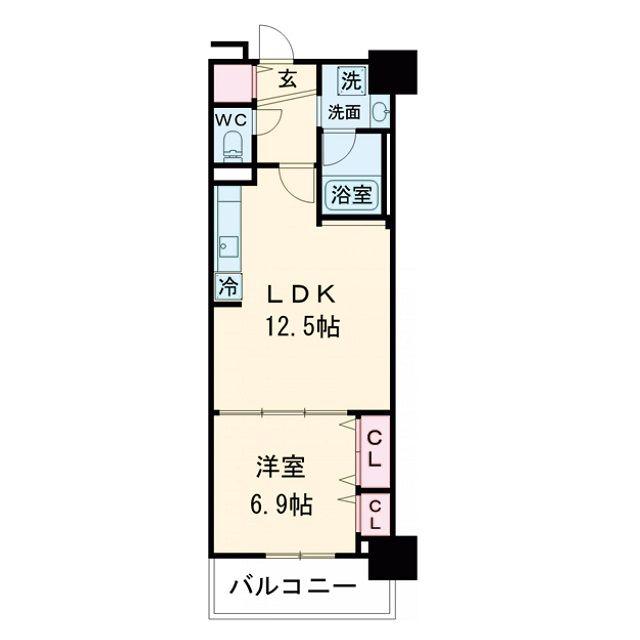 グランセジュール大国町(1LDK/11階)の間取り写真