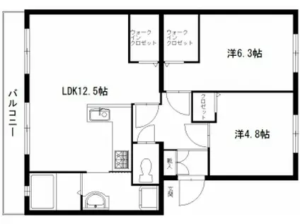 コーポラス高陽台(2LDK/1階)の間取り写真