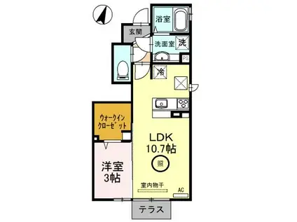 ラフィーネ(1LDK/1階)の間取り写真