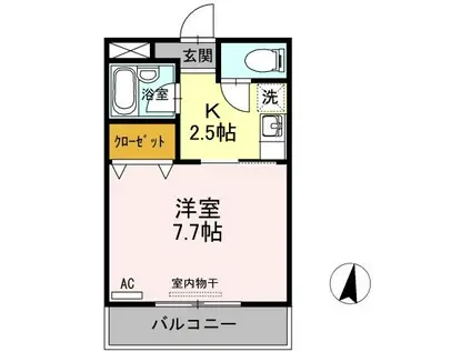 ドミール末広II(1K/2階)の間取り写真