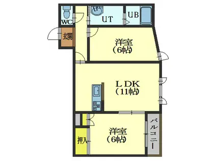 アーバンライフ神山(2LDK/2階)の間取り写真