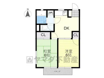 アクツハイツ2(2DK/2階)の間取り写真