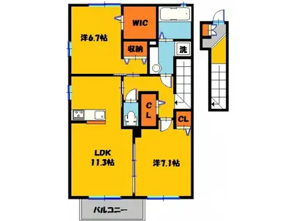 プランドール23(2LDK/2階)の間取り写真