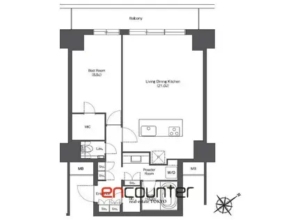 東京ポートシティ竹芝 レジデンスタワー(1LDK/18階)の間取り写真