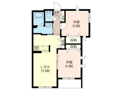 フェリシード(2LDK/1階)の間取り写真