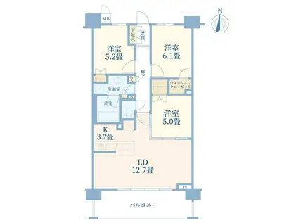 ル・サンク馬込(3LDK/9階)の間取り写真