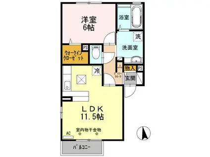 コリーヌ(1LDK/1階)の間取り写真