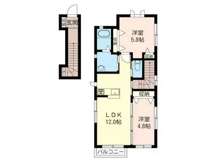 スマイルコートA(2LDK/2階)の間取り写真