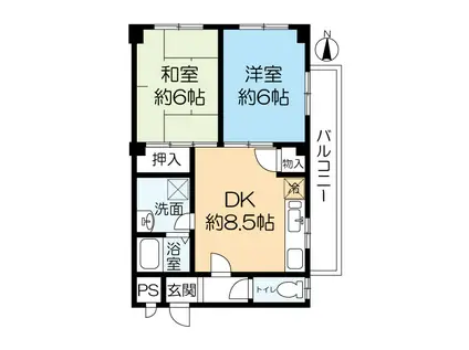 ロジュマンヴェール(2DK/2階)の間取り写真