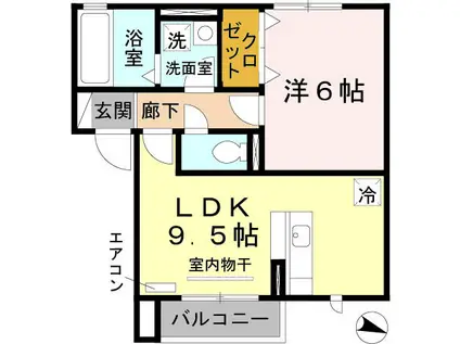 ヴィラ・シャロム A棟(1LDK/2階)の間取り写真