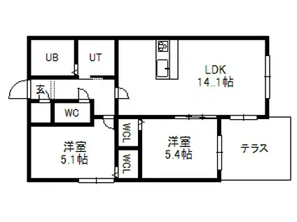 カーサ・スペラーレS7(2LDK/1階)の間取り写真