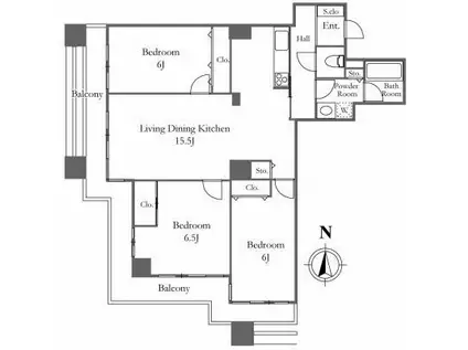 リバーシティ21 イーストタワーズ 10棟(3LDK/24階)の間取り写真