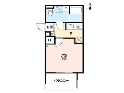 LANE一乗寺(1K/2階)の間取り写真