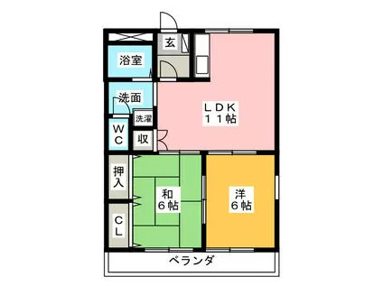 グランダルシュ(2LDK/2階)の間取り写真