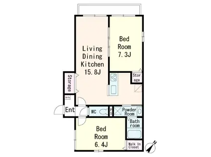ウィステリア篠崎(2LDK/1階)の間取り写真
