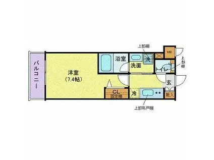 ハーモニーレジデンス品川高輪(1K/3階)の間取り写真