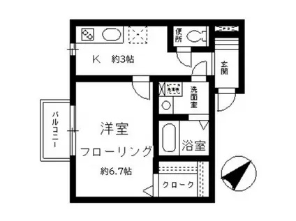 カサ・ヒラソル(1K/2階)の間取り写真