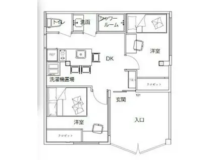 コーポ依田(2DK/1階)の間取り写真