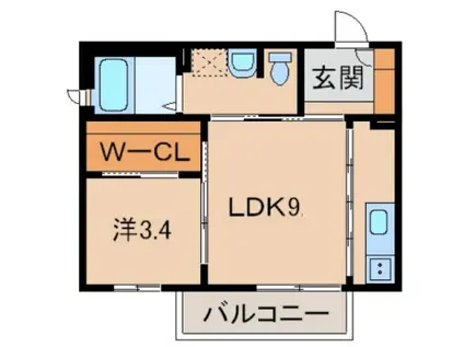 リヴェール紀三井寺(1LDK/1階)の間取り写真