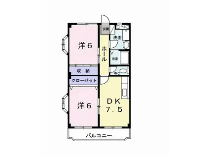 グランメールA(2DK/3階)の間取り写真