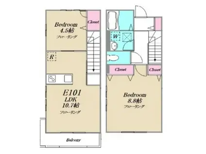 IHANA GARDENE棟(2LDK/2階)の間取り写真