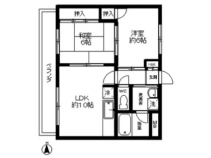 リベルテ八王子(2LDK/4階)の間取り写真