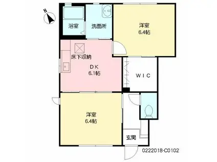 サンク・ブランシェ  C棟(2DK/1階)の間取り写真