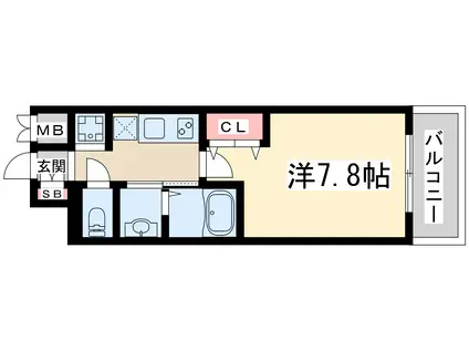 プランドール新大阪サウスレジデンス(1K/7階)の間取り写真