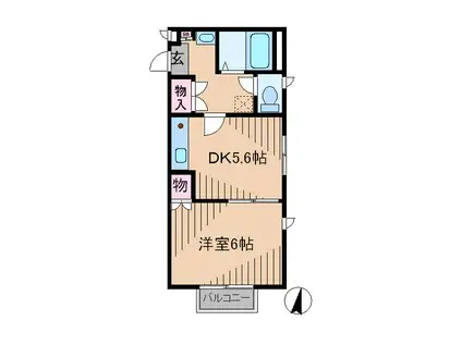 ヒルサイド日吉(1DK/1階)の間取り写真