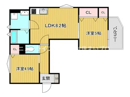 スリール明和Ⅰ(2LDK/2階)の間取り写真