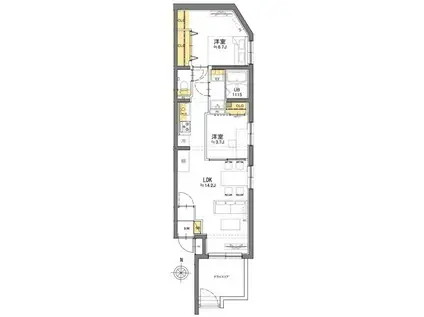 杉並区和田1丁目プロジェクト(2LDK/B1階)の間取り写真