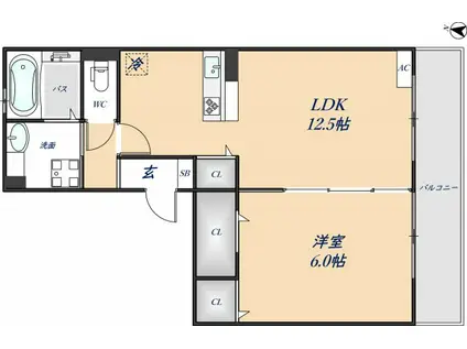 ヌカタコルンS(1LDK/1階)の間取り写真