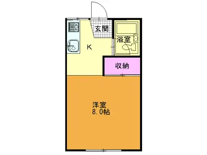 ベルディア浜町(1K/1階)の間取り写真