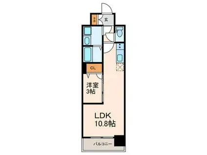 ソルテラスKYOTO西大路 瑠(1LDK/4階)の間取り写真