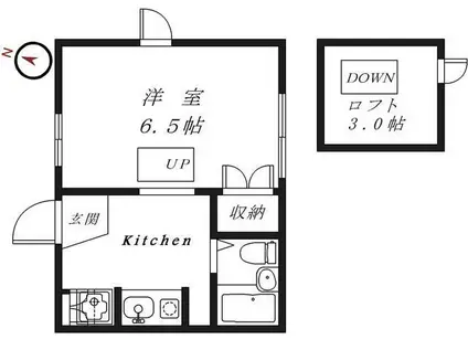 ハイム駒込(1K/2階)の間取り写真