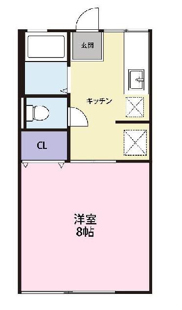 ハイム横割(1K/2階)の間取り写真
