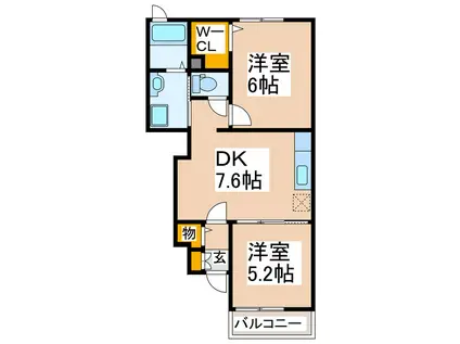 サニーハイツ・キド II(2DK/1階)の間取り写真