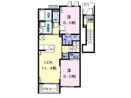 エム クレスト 上脇(2LDK/2階)の間取り写真