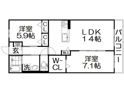 SCHWARZ SCHLOSS(2LDK/3階)の間取り写真