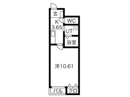 ザ・リバティVII(1K/1階)の間取り写真