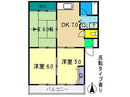 ハイツ薫 III(3DK/2階)の間取り写真