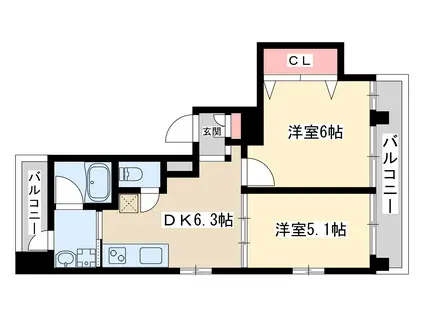 新和ルミエール新大阪(2DK/7階)の間取り写真