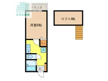 ウッドハイム(1K/2階)の間取り写真