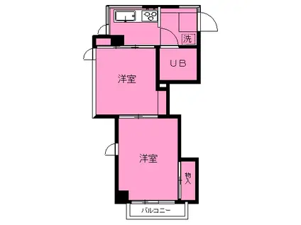 東京園マンション(2K/5階)の間取り写真