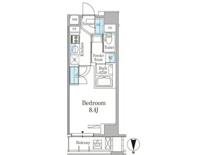ジアクシス麹町(1K/2階)の間取り写真