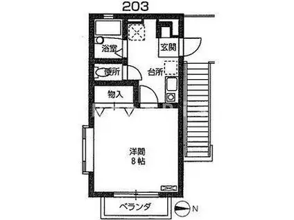 ウィズ・ファニーII(1K/2階)の間取り写真