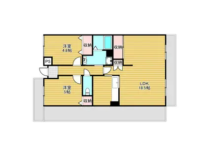 ピーチヒル加茂(2LDK/4階)の間取り写真